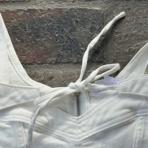 Pacsun Barbie Tie Front Bralette Crop Top Size XS White Embroidered Pink B NWT - Picture 2 of 7